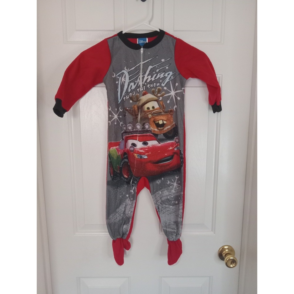Disney Pixar Cars Toddler Boys Clothes SZ 24M One Piece Fleece Footed Pajamas